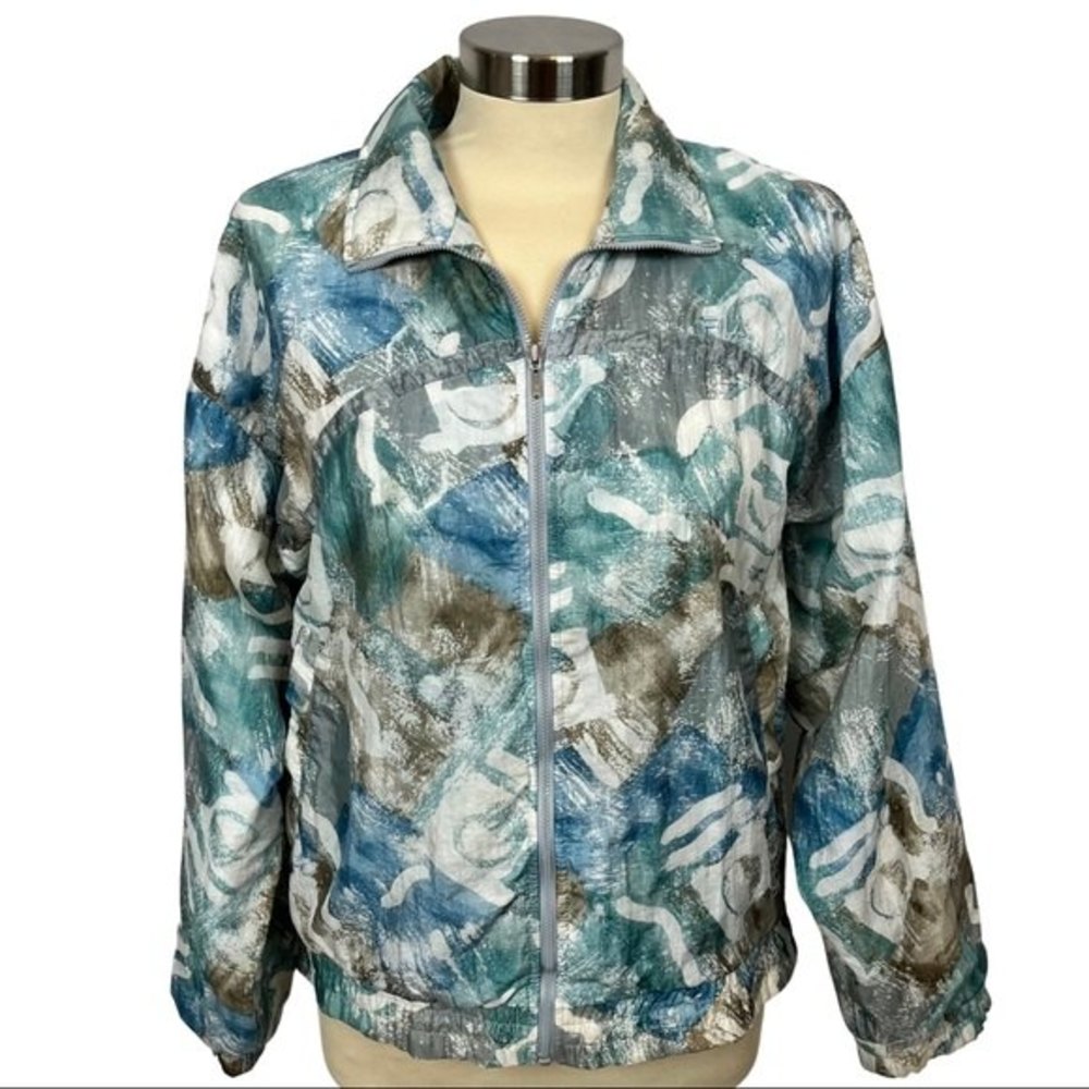 Rare Vintage 80s Fila Zip Up Windbreaker Abstract Print 90s Print Size S